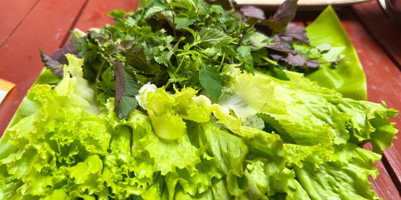 Les herbes accompagnant le Banh Xeo sont extrêmement variées