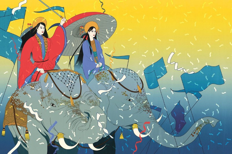 Les sœurs Trưng – héroïnes de la résistance vietnamienne contre la domination chinoise (40–43 apr. J.-C.).